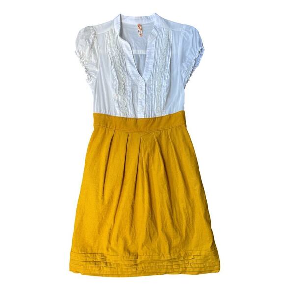 Maeve Anthropologie White Lace Top Mustard Yellow Skirt Dress – Size 2 - Picture 2 of 12